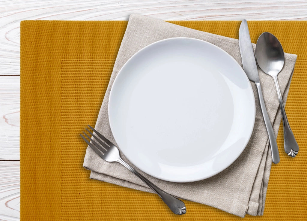 Set Tovagliette Americane Cucina Antiscivolo In Tinta Unita Lavabili - Set 4 - Senape