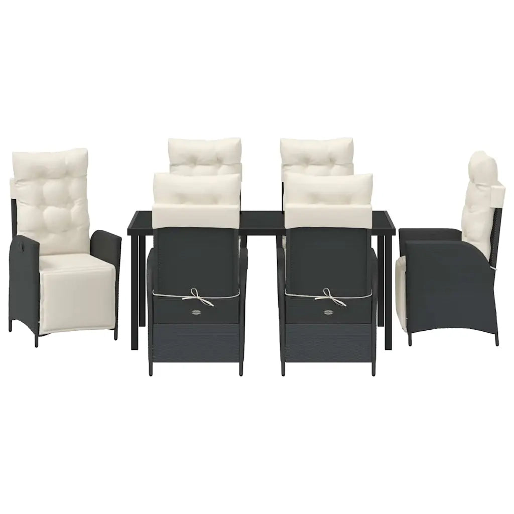 Set da Pranzo per Giardino con cuscino 7 pcs Nero polyrattan 3380530