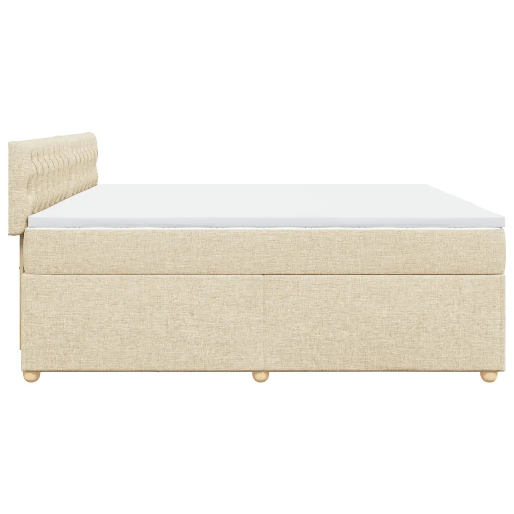 Giroletto a Molle con Materasso Crema 200x200 cm in Tessuto