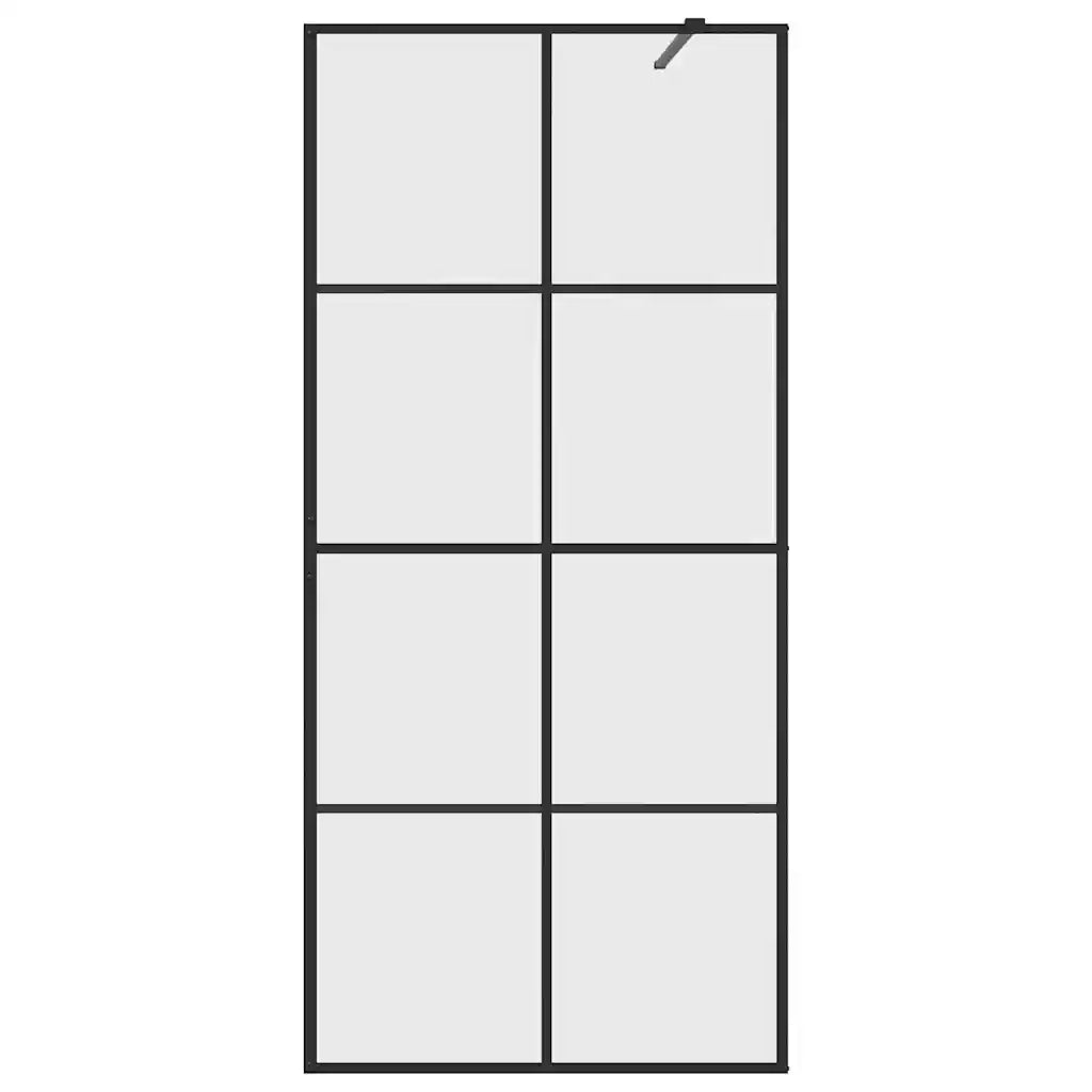 Parete per Doccia Walk-in Vetro Trasparente ESG 90x195 cm Nera 151034