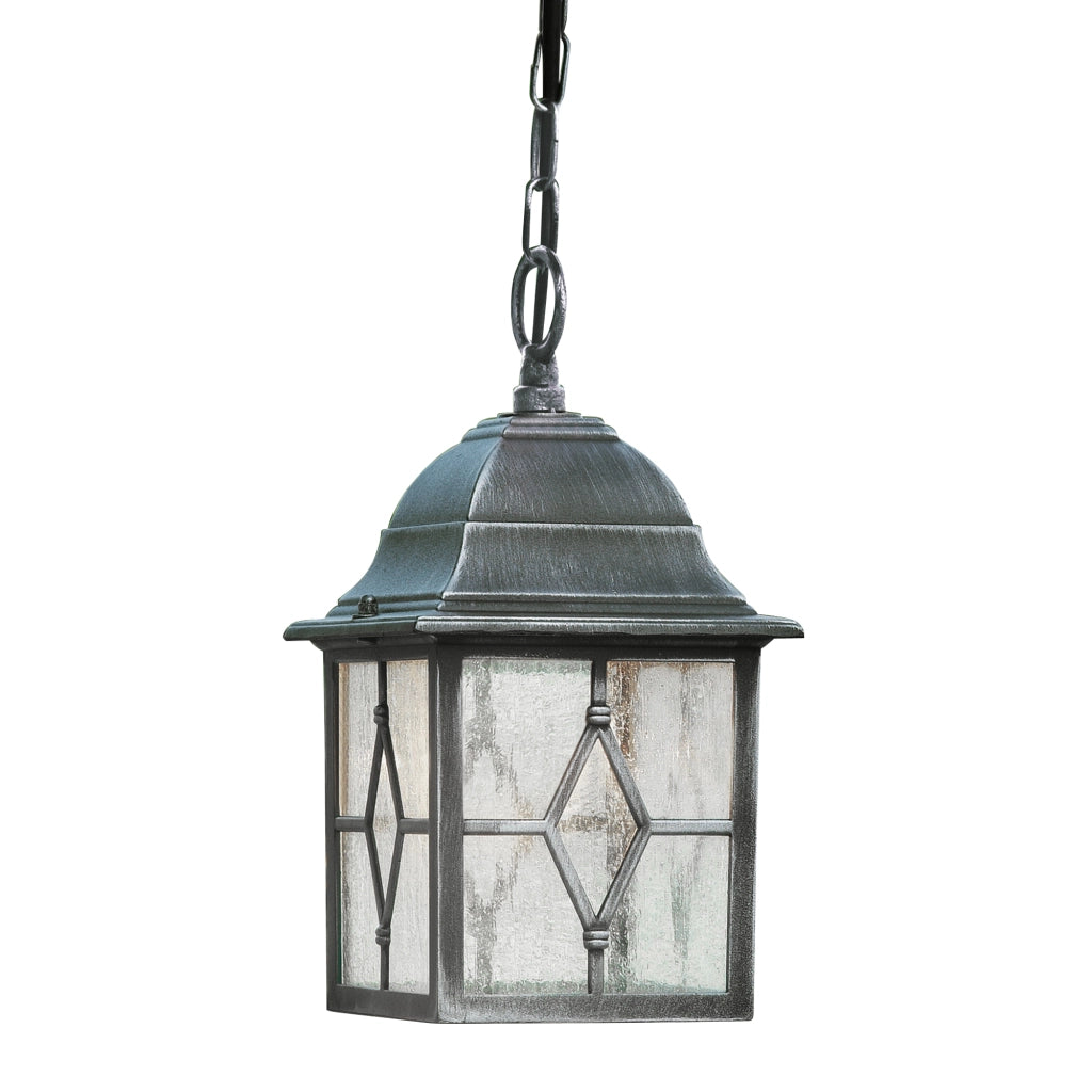 Sospensione Vintage - Decò Genova Alluminio Nero Vetro Argento 1 Luce E27