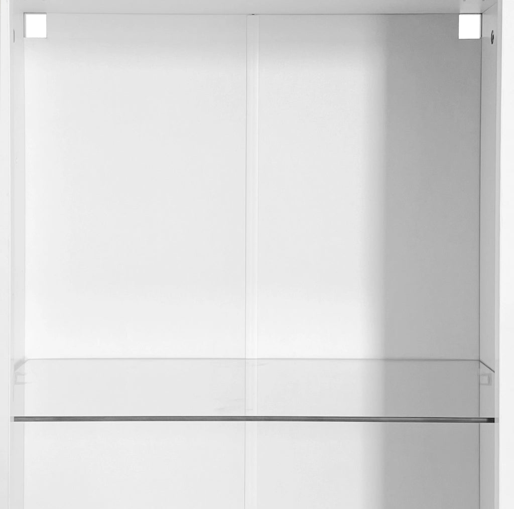 Vetrina alta bianca lucida con LED; 3 ripiani in vetro; 55 x 38 x 166 cm