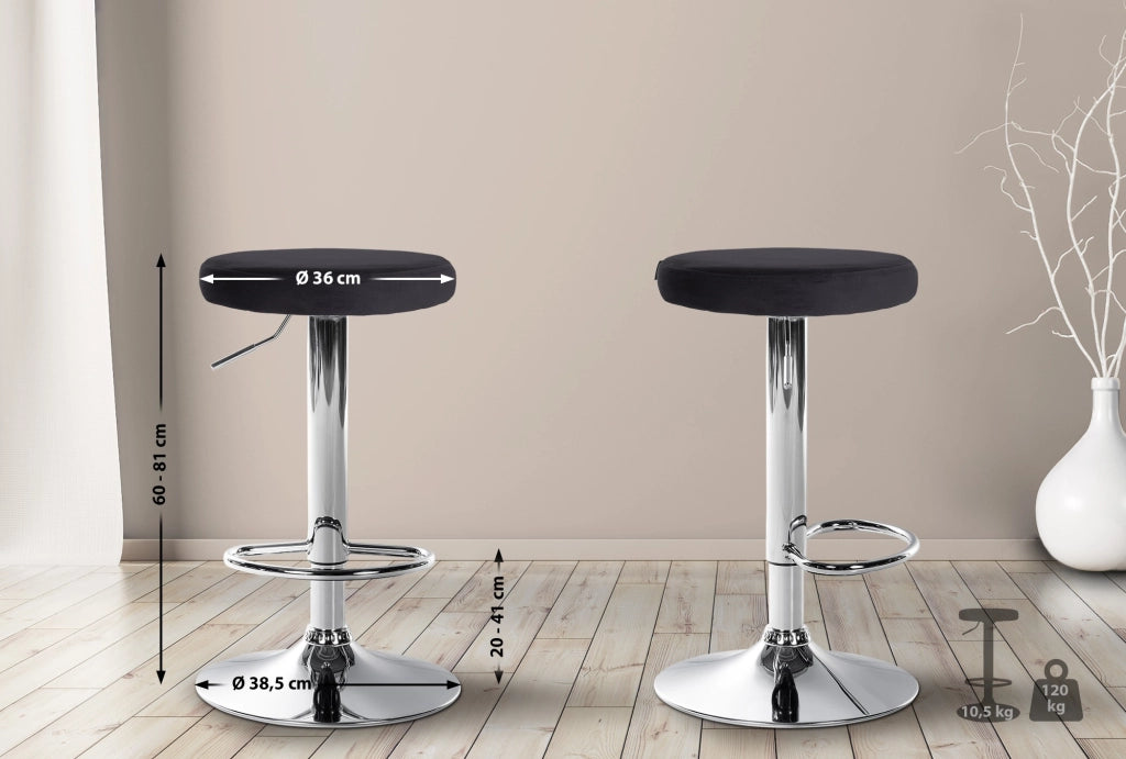 2er Set Barhocker Ponte Samt chrom