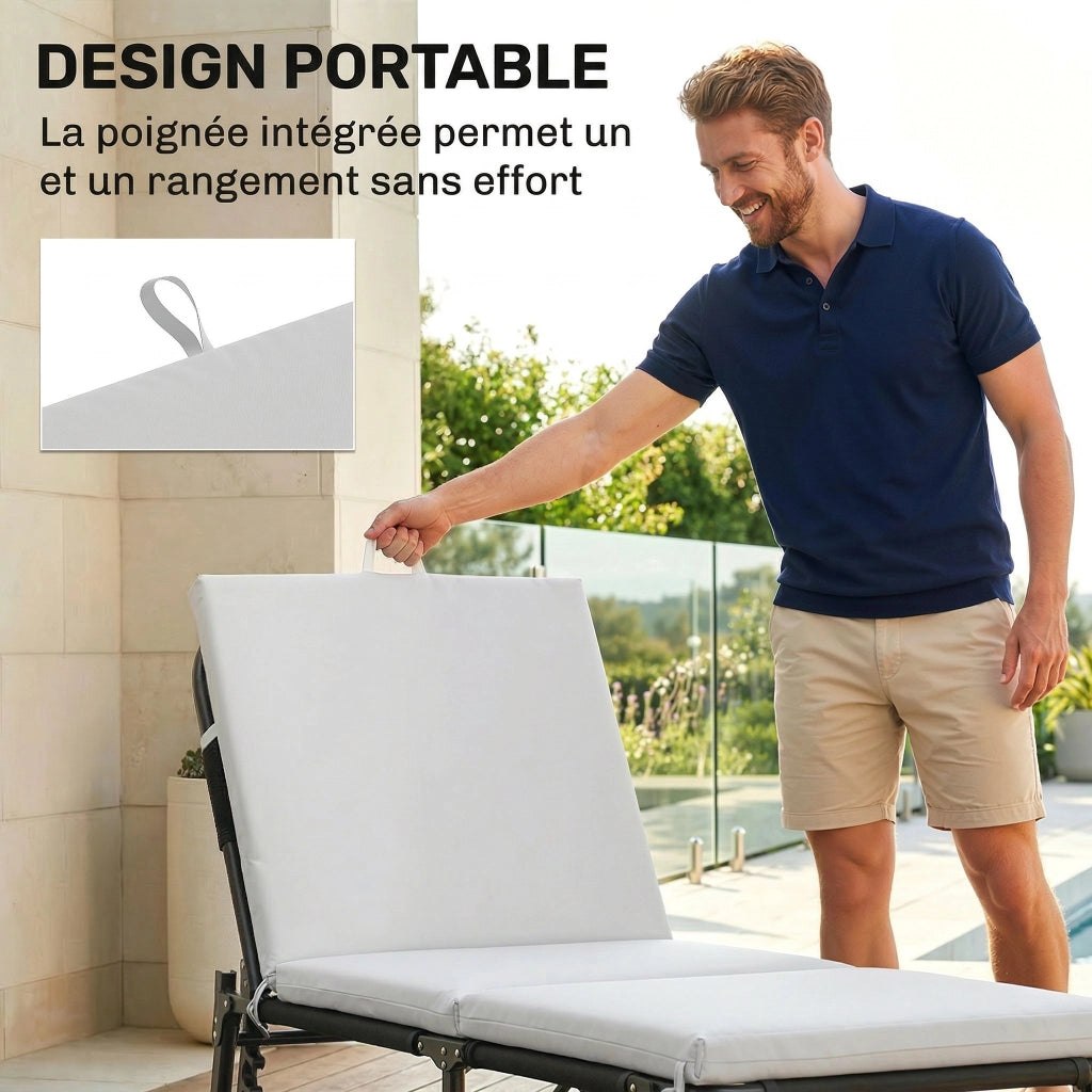 Cuscini Chaise Longue ¨C zephmum ¨C Grigio Chiaro 182x53x6cm
