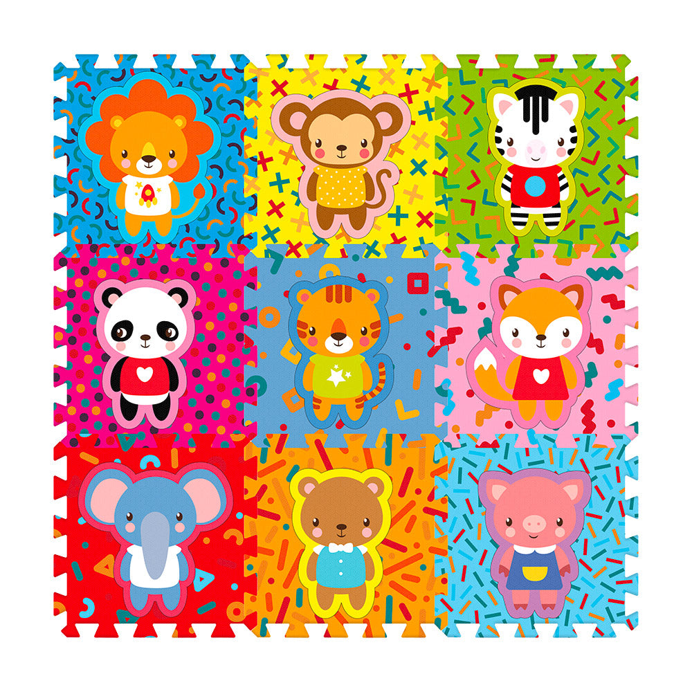 Tappeto Puzzle 9pz per Bambini Componibile Animali Multicolore