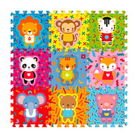 Tappeto Puzzle 9pz per Bambini Componibile Animali Multicolore