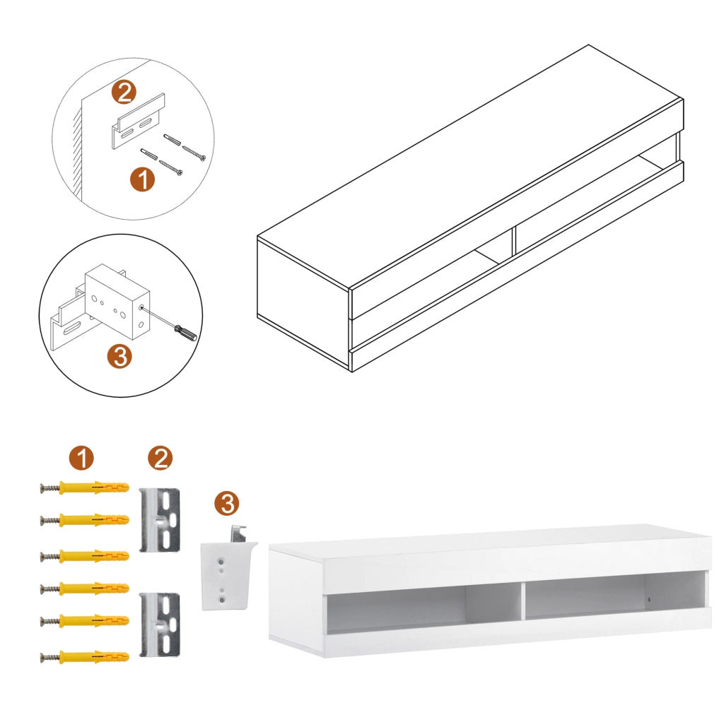 Mobile TV sospeso bianco con LED controllabile tramite app e telecomando