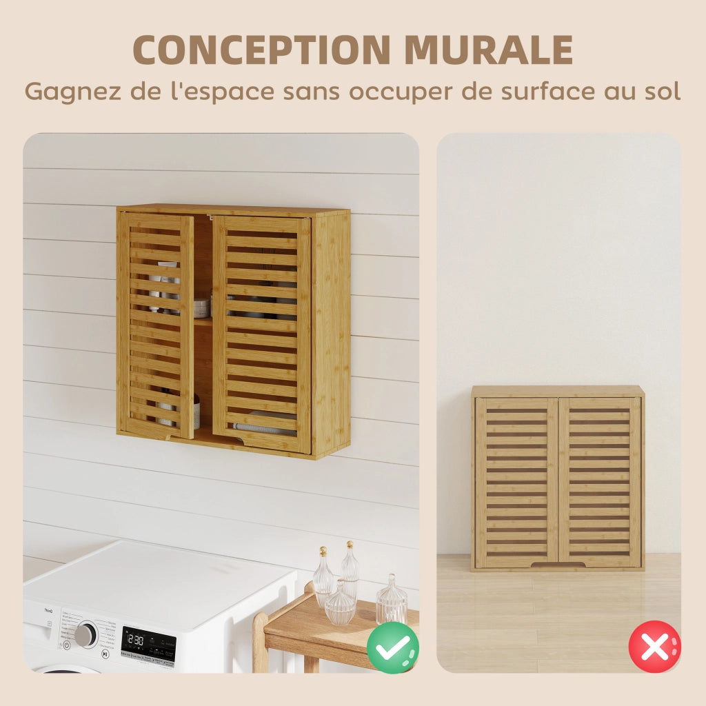 Mobile da bagno sospeso ¨C zephmum ¨C bamb¨´ 60x20x60 cm
