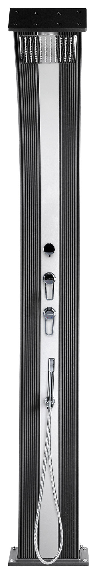 Doccia Solare Ibrida da Giardino 40L Miscelatore e Doccetta Lavapiedi Antracite/Inox