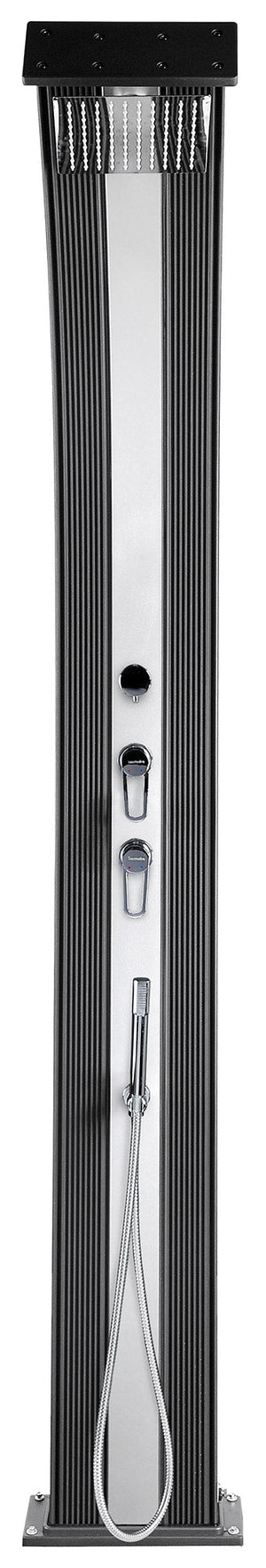 Doccia Solare Ibrida da Giardino 40L Miscelatore e Doccetta Lavapiedi Antracite/Inox