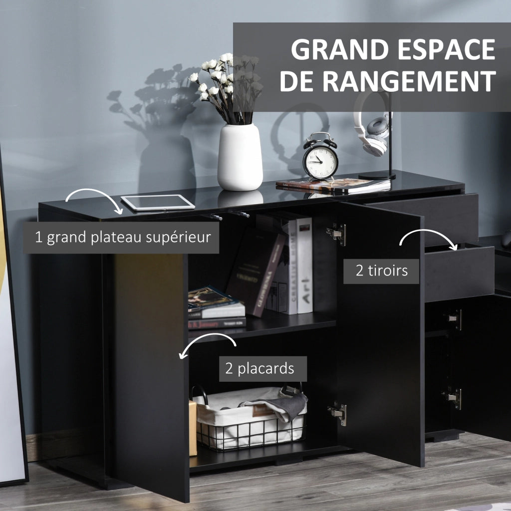 Cassettiera con 2 cassetti e 3 porte ¨C Zephmum ¨C Nero 117x36x74 cm
