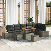 Set Divano da Giardino con cuscino 9 pcs Grigio polyrattan 3362808