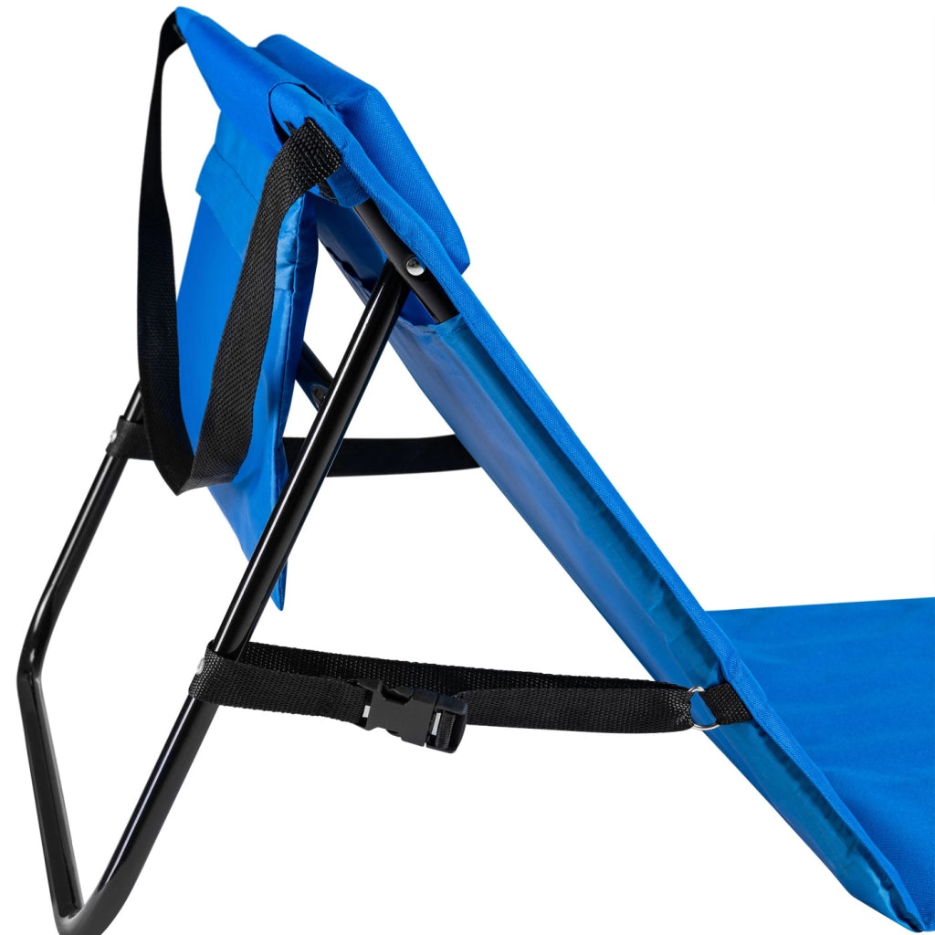 Set 2 Lettini Spiaggia Stuoia Materassino Mare Pieghevole Regolabile Blu