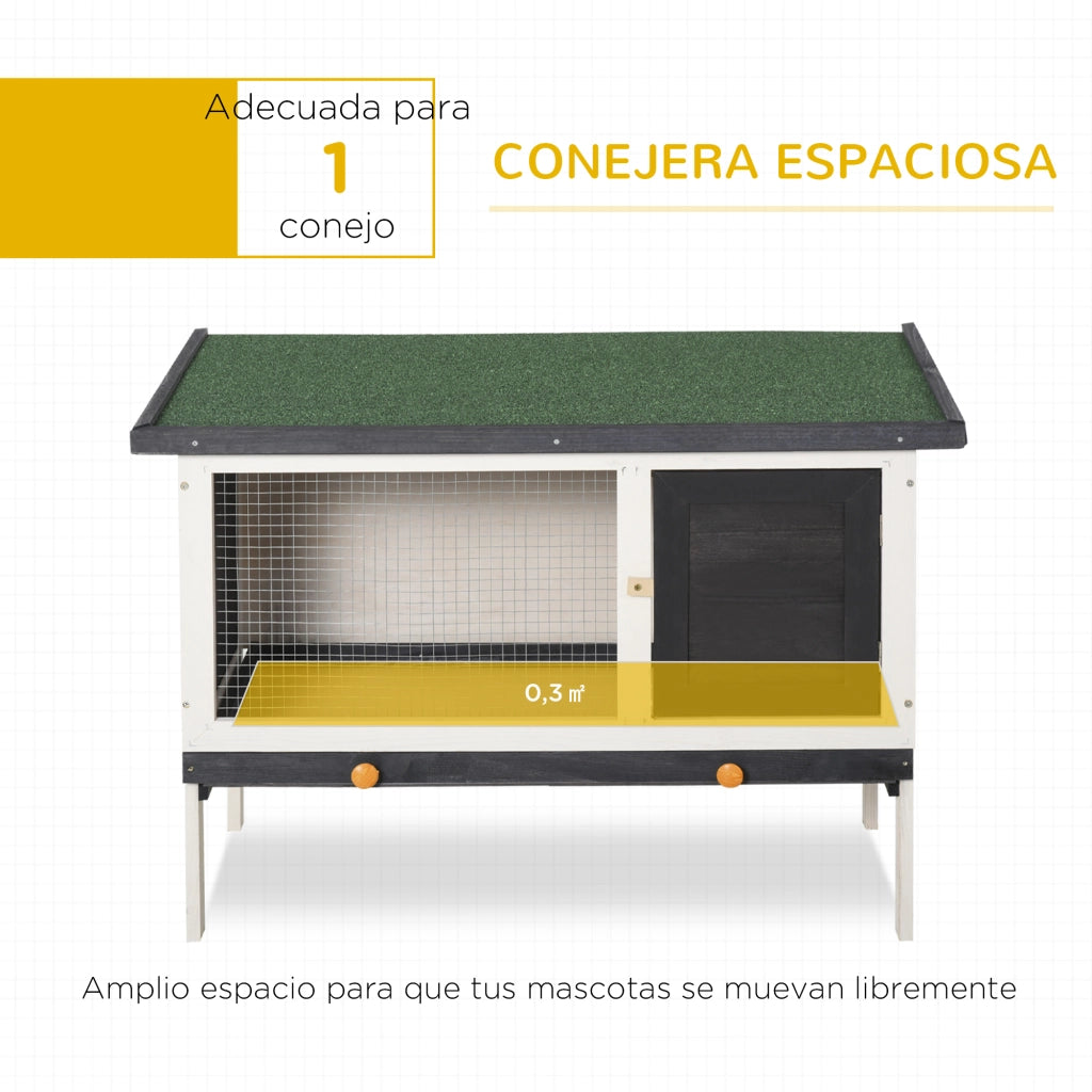 Gabbia per Conigli Esterna in Legno 90x45x65 cm ¨C zephmum ¨C Grigio Scuro