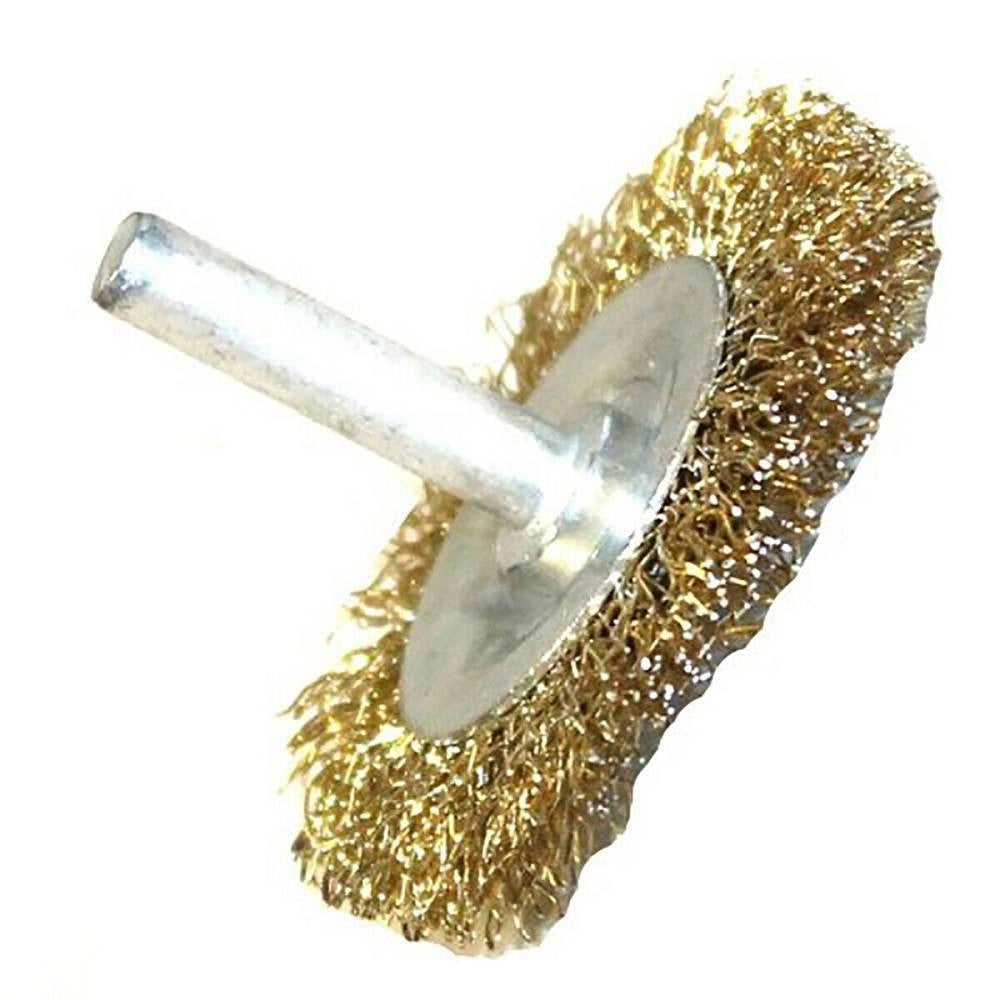 Trade Shop - Spazzola Di Acciaio Metallica Ottone Pennello Sverniciatore 50mm Per Trapano -