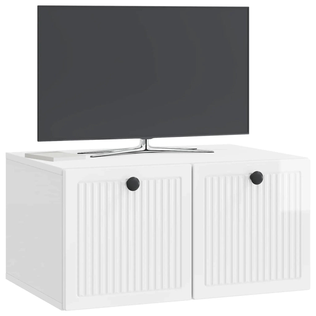 Mobile Porta TV da Muro Bianco Lucido 59,5 x 41 x 30 cm 897999