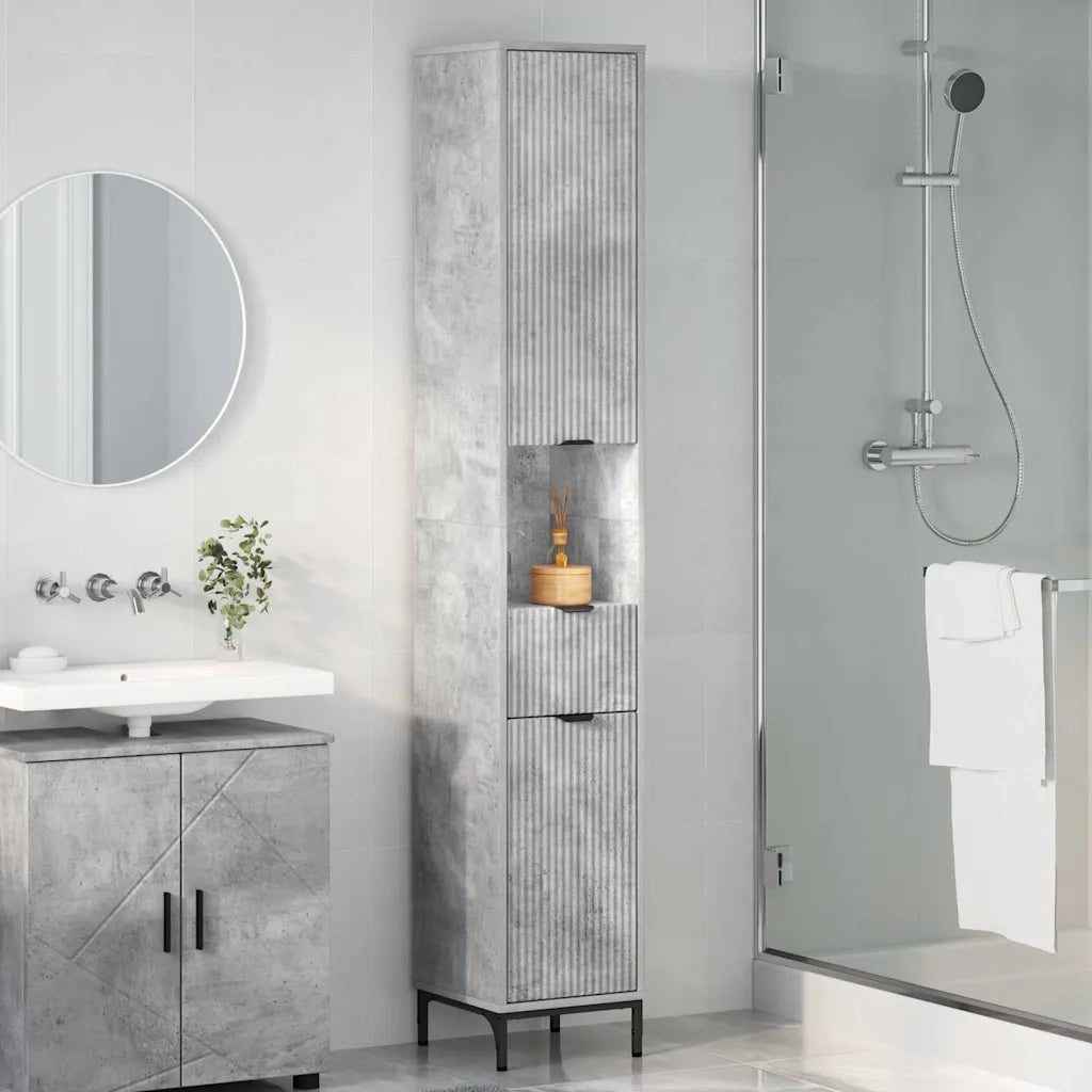 Mobile da Bagno con cassetto Grigio cemento 31,5 x 33 x 190 cm