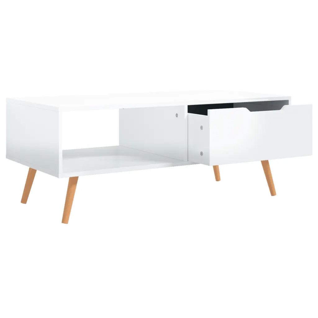 Tavolino Salotto Bianco Lucido 100x49,5x43 cm Legno Multistrato 326792
