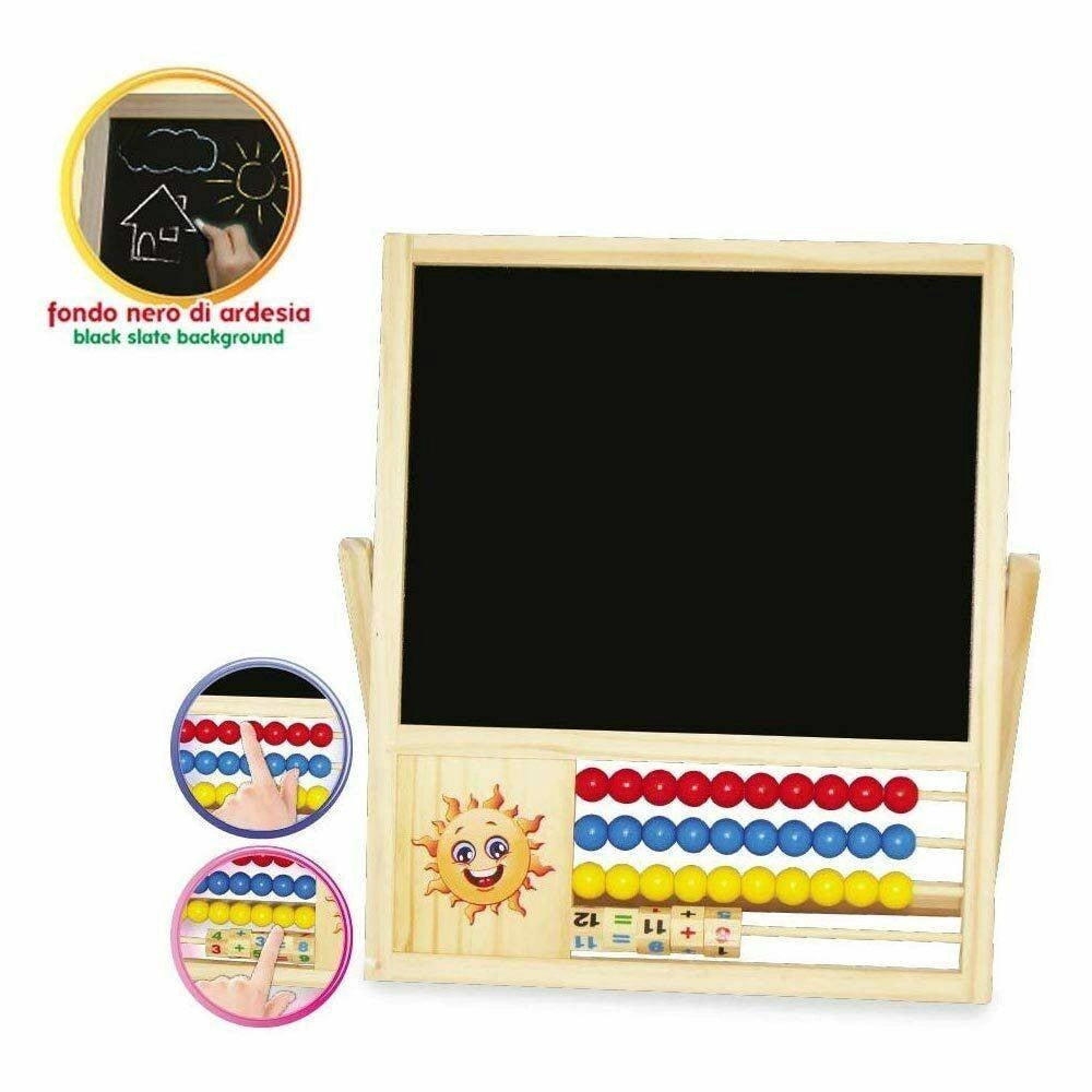 Trade Shop - Lavagna Giocattolo Per Bambini 2 Facce Con Pallottoliere E Lettere Magnetiche -