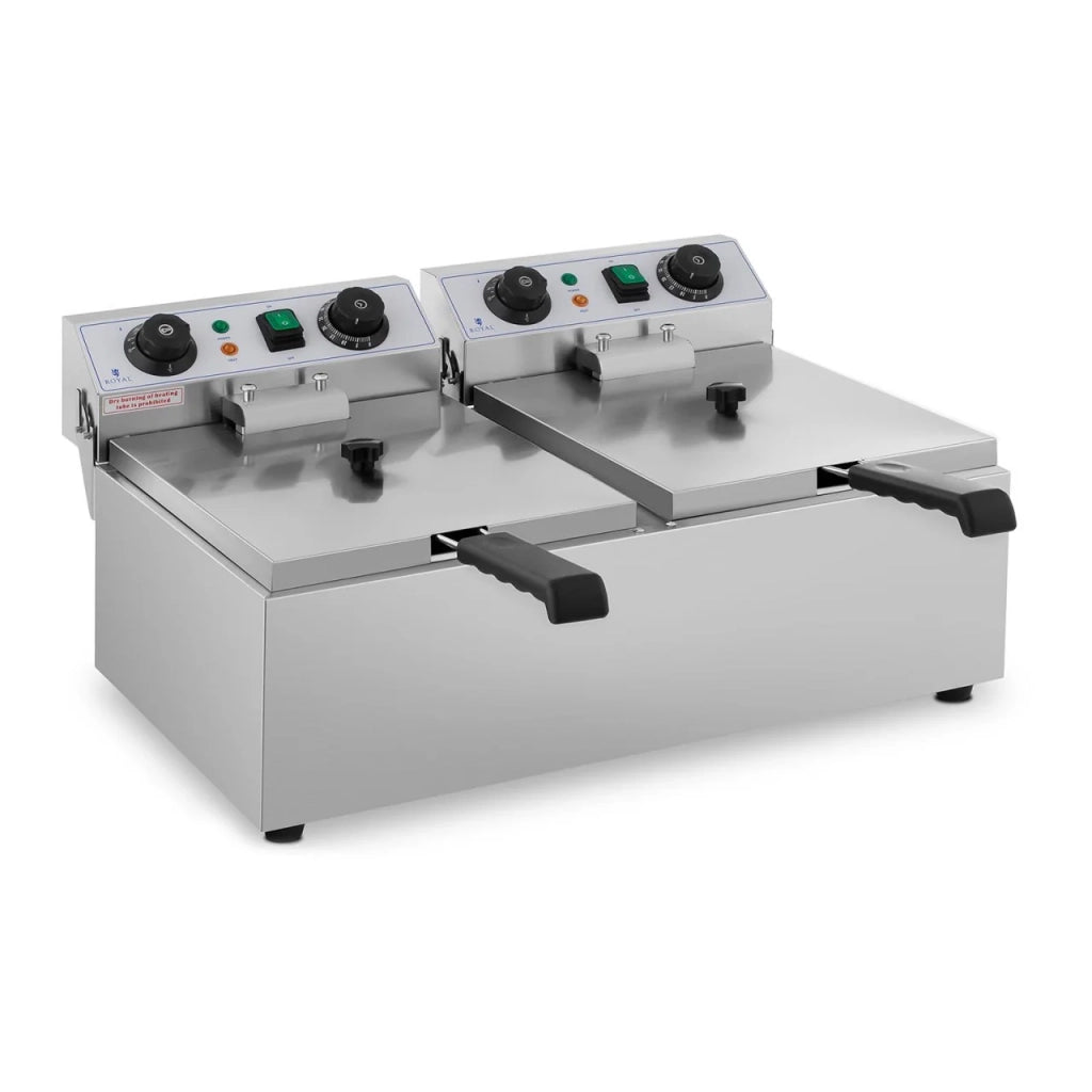 Friggitrice elettrica professionale per ristoranti 2 x 10 litri timer 14_0001785