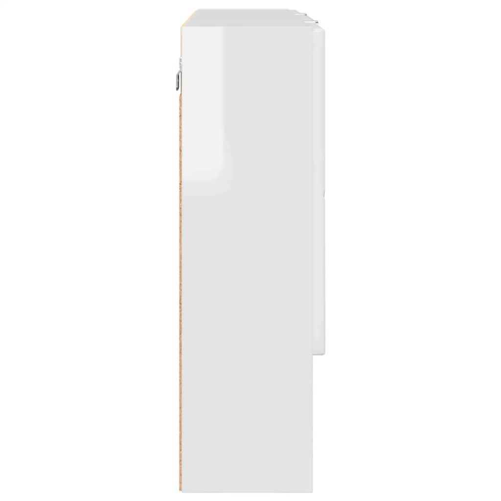 Mobiletto per specchio con porta Bianco Lucido 80 x 17 x 55 cm 883358