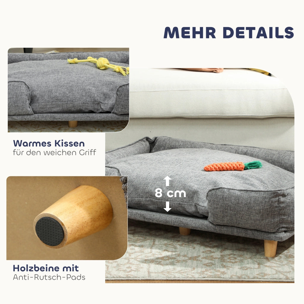 Letto per cani con cuscino rimovibile e lavabile ¨C zephmum ¨C Natur+ Grigio Scuro