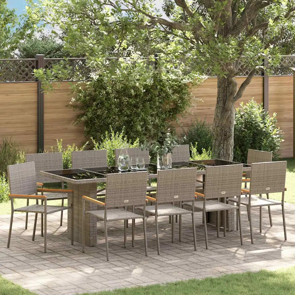 Set da Pranzo per Giardino 11 pcs Grigio polyrattan 3365418