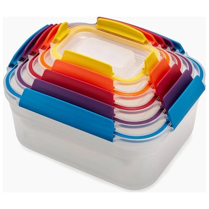 Joseph Joseph 81081 Nest Contenitore per Alimenti 5 Pezzi 230 ml 540 ml 1,1 l 1,85 l 3 l Plastica e Silicone Multicolore