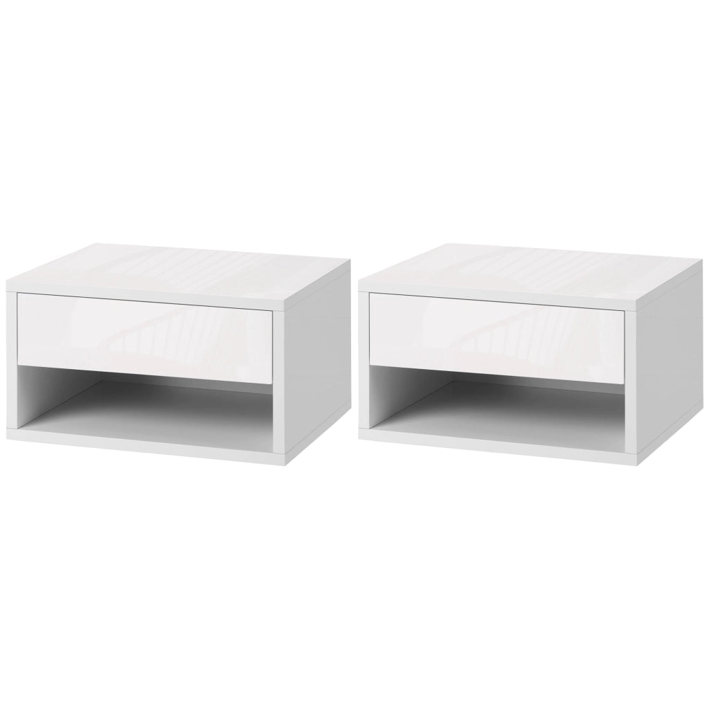 Comodini a Sospensione con Cassetto per Camera da Letto ¨C Zephmum ¨C 37x32x21 cm Bianco