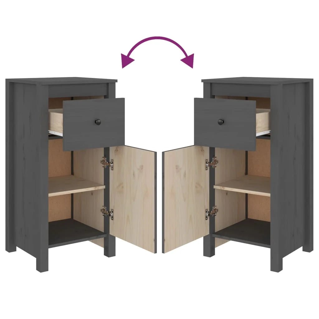 Buffet credenza cassettiera armadio mobile contenitore organizer per cucina soggiorno salotti set da 2 40 x 35 x 80 cm legno massello di pino grigio 02_0036840