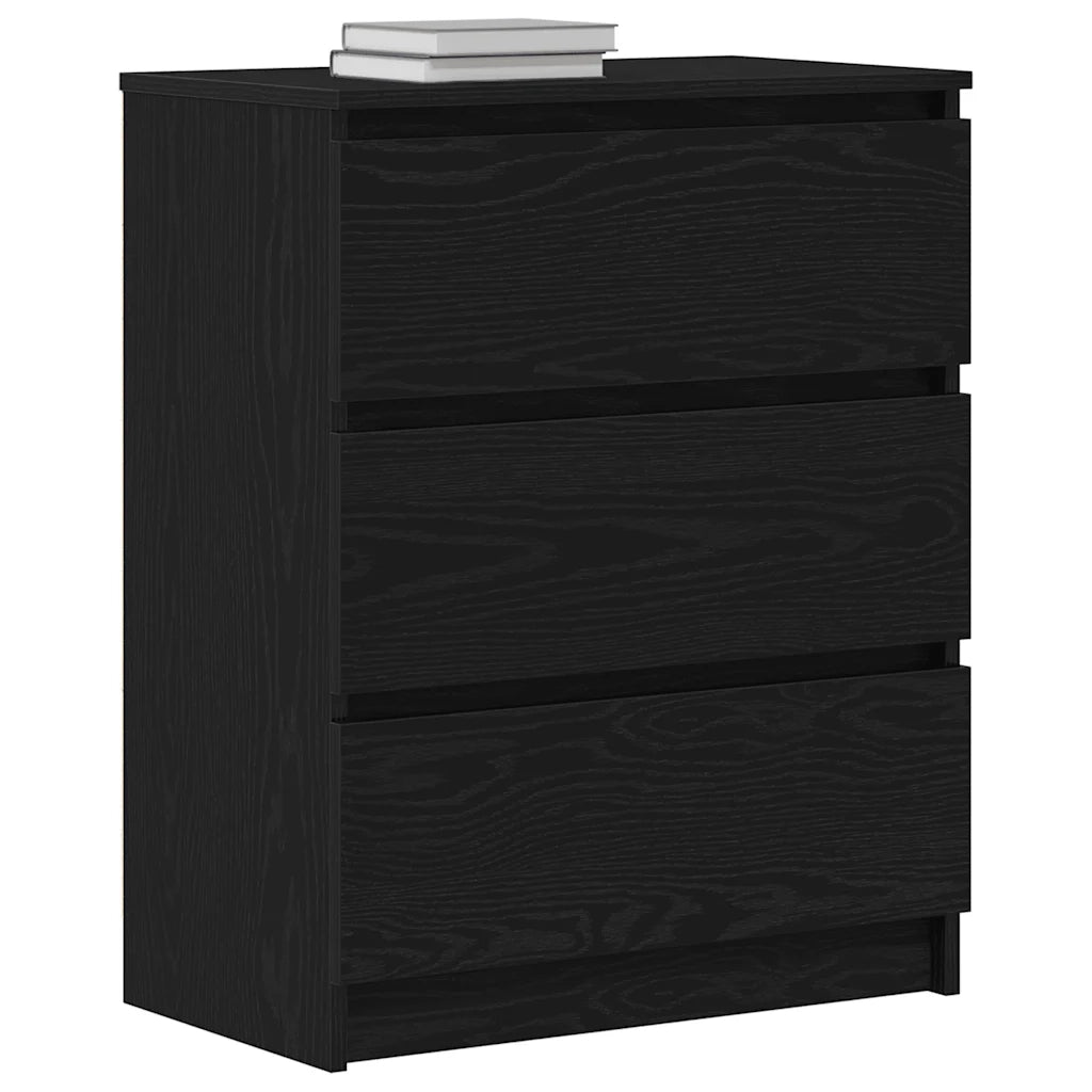 Credenza Rovere Nero 60x35x76 cm in Legno Multistrato 862493