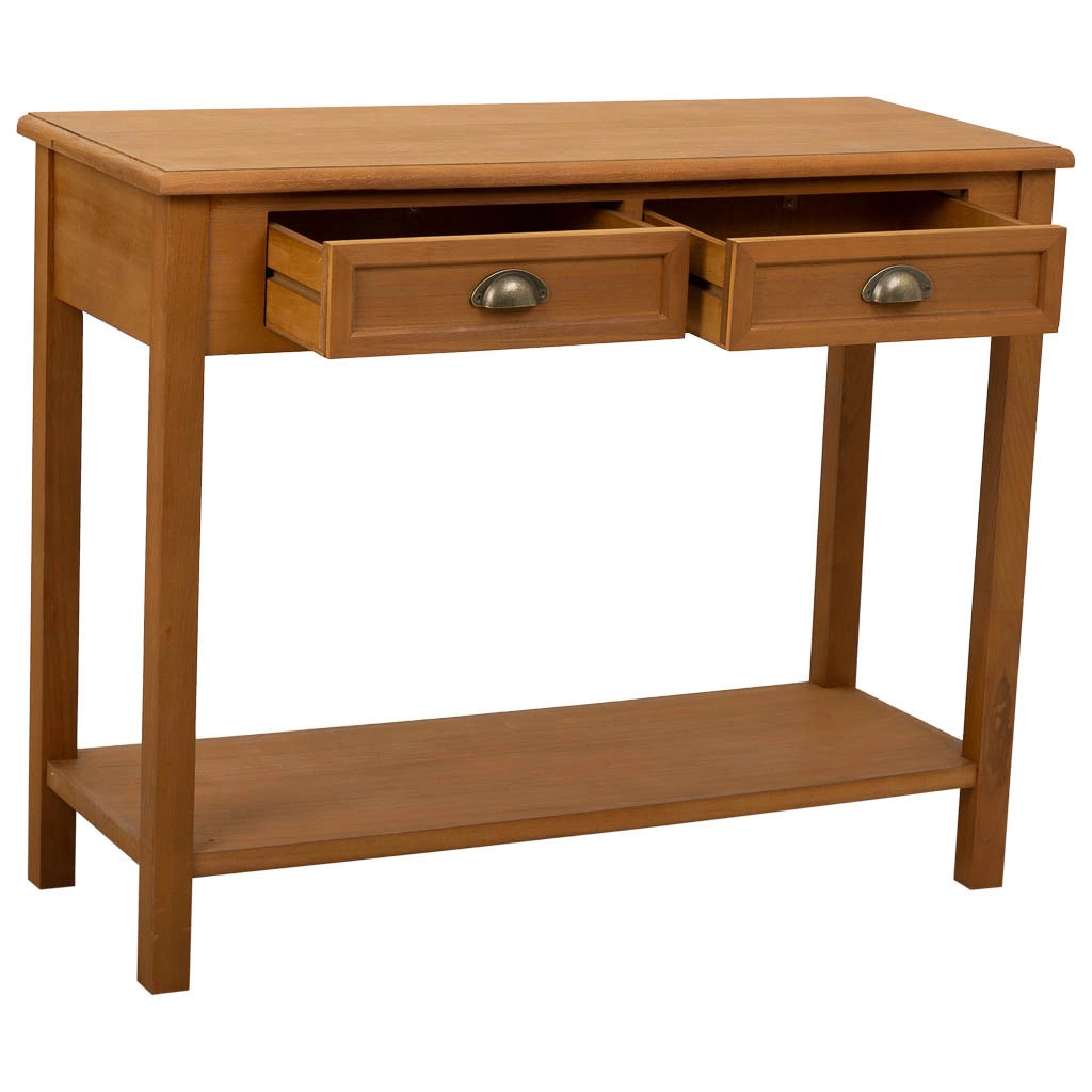 Mobile da ingresso in legno con 2 cassetti e 1 ripiano marrone 100x40x78
