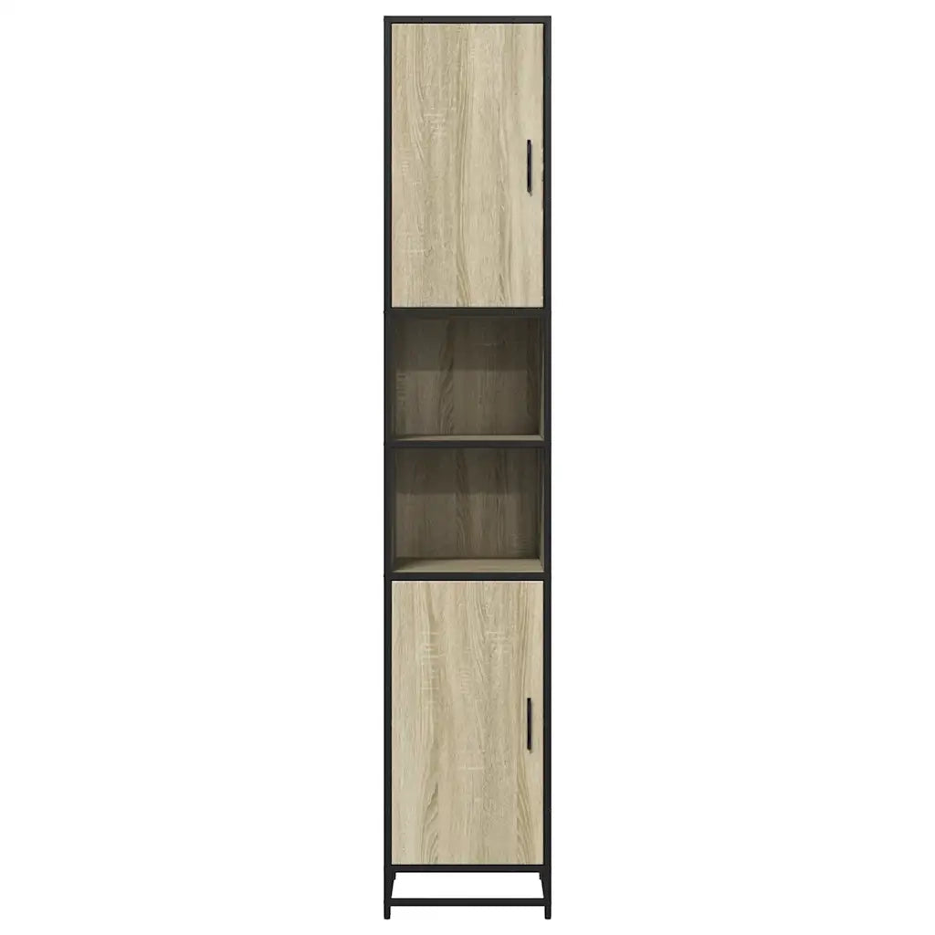 Mobile da Bagno | Armadio da bagno Sonoma 35x37,5x188,5 cm in Truciolato e Metallo