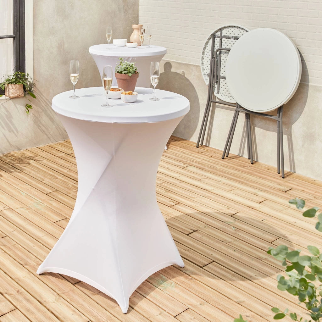Set di 2 tavoli pieghevole con copertura protettiva, bianco