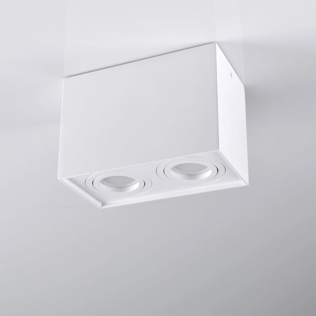 Plafoniera spot superficie quadrata bianca 2xGU10 Polux