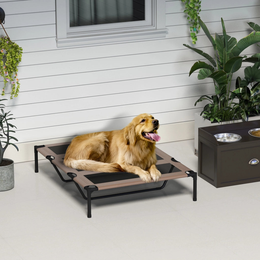 Lettino Rialzato per Cani e Gatti ¨C Xylo ¨C Tessuto Oxford Traspirante 122x92x23 cm Marrone