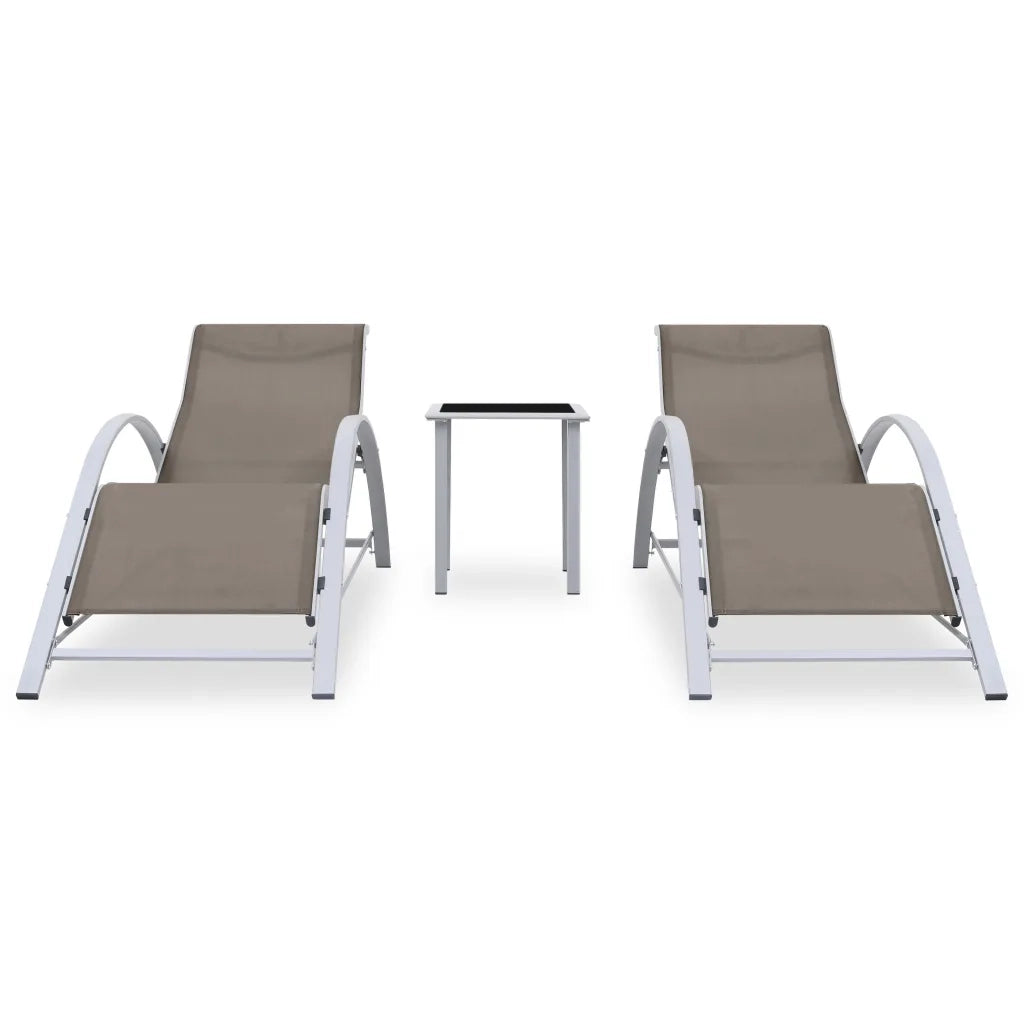 Lettini Prendisole con Tavolino 2 pz in Alluminio Grigio Talpa 310538