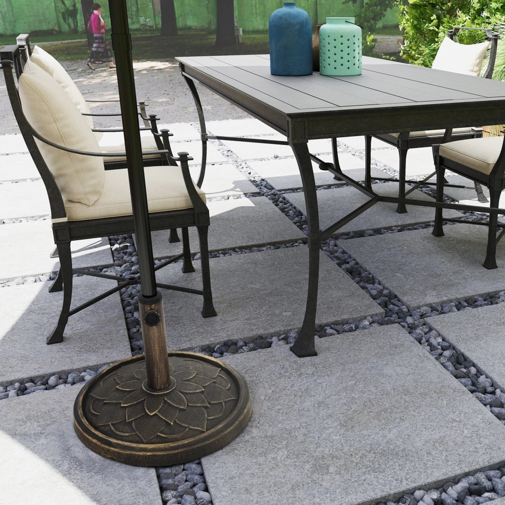 Base per Ombrellone Ø46x34 cm da 12 kg in Resina Metallo e Cemento Bronzo