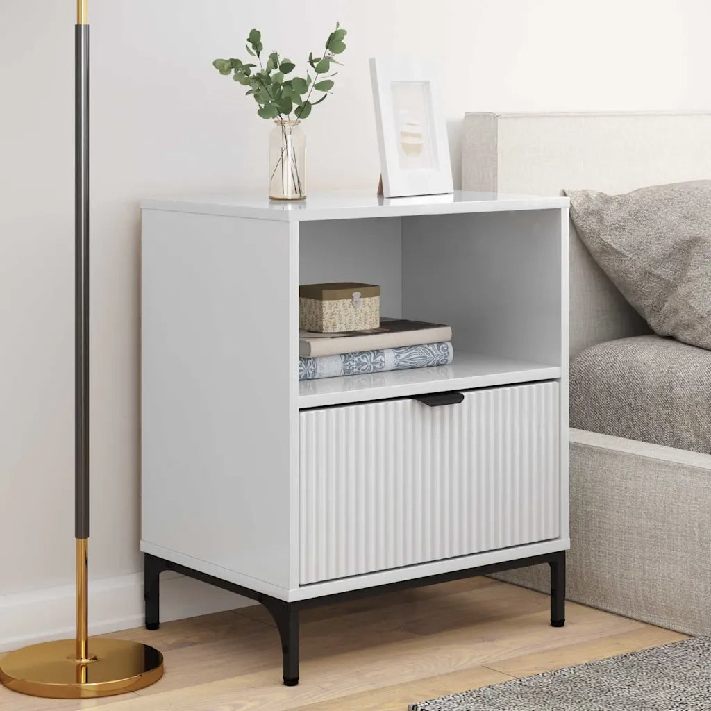 Set di 2 Comodini | Armadio da Notte | Mobiletto da notte Bianco lucido 49 x 36 x 61 cm