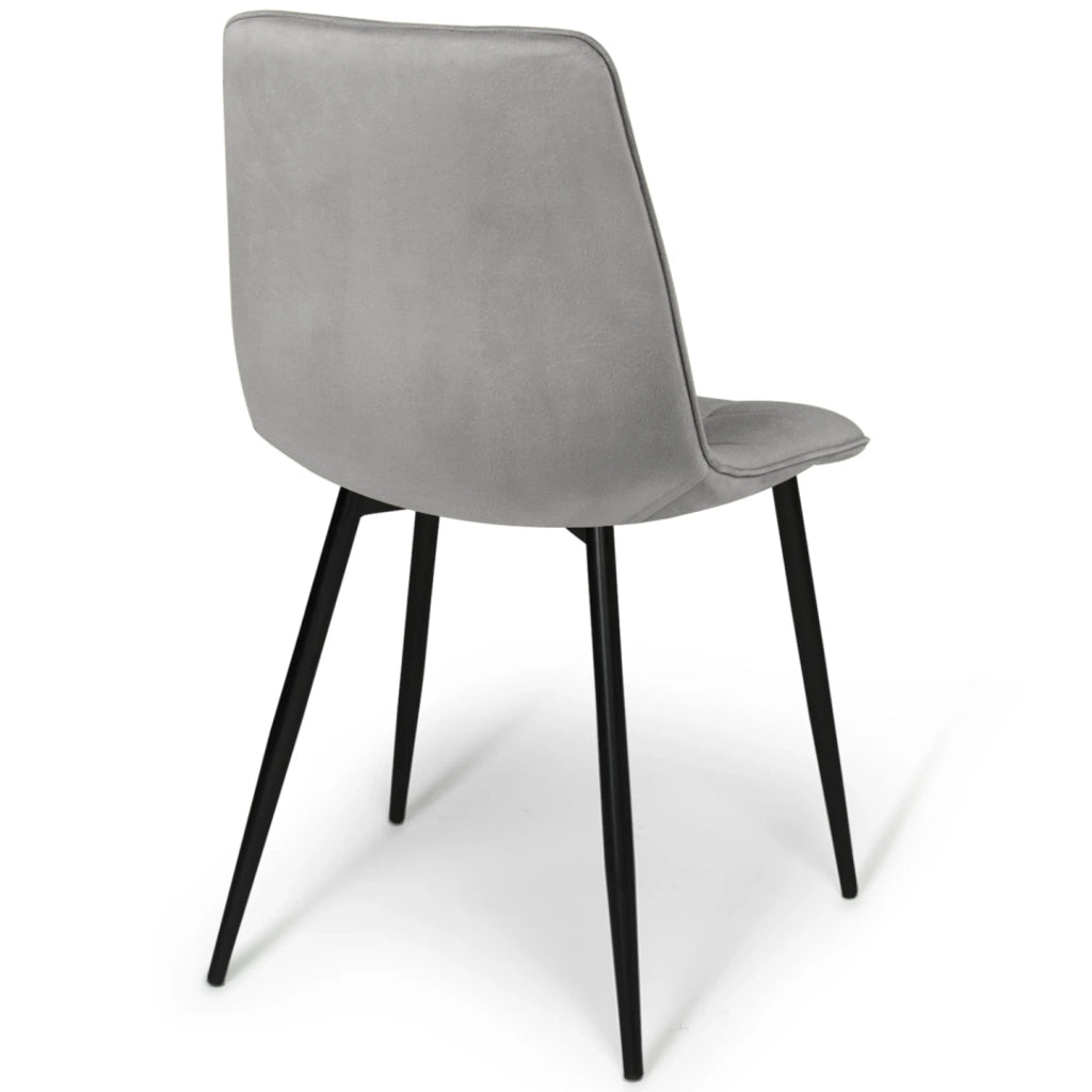 IDMarket - Lote de 4 sillas de comedor MILA de terciopelo gris claro