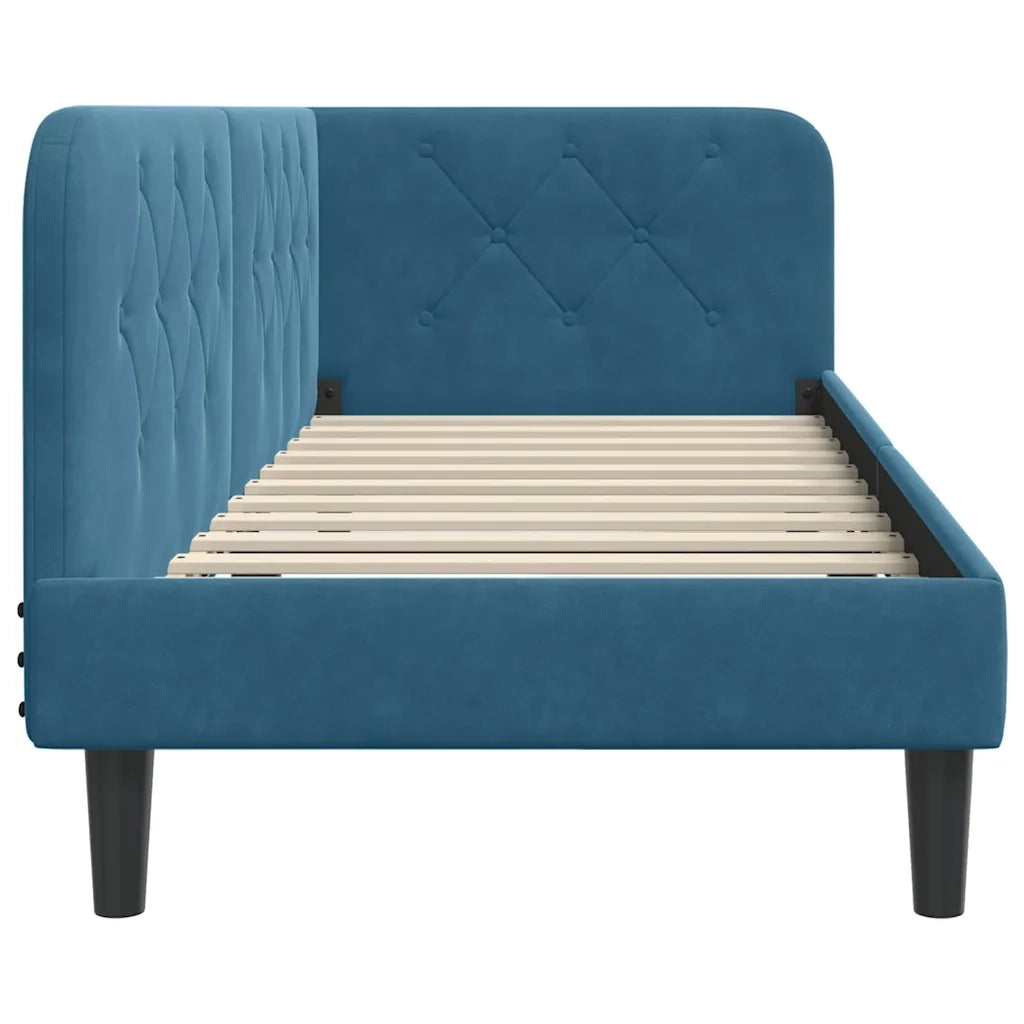 Letto singolo | Letto per adulti | Cornice del letto ad angolo Blu 80 x 200 cm Velluto