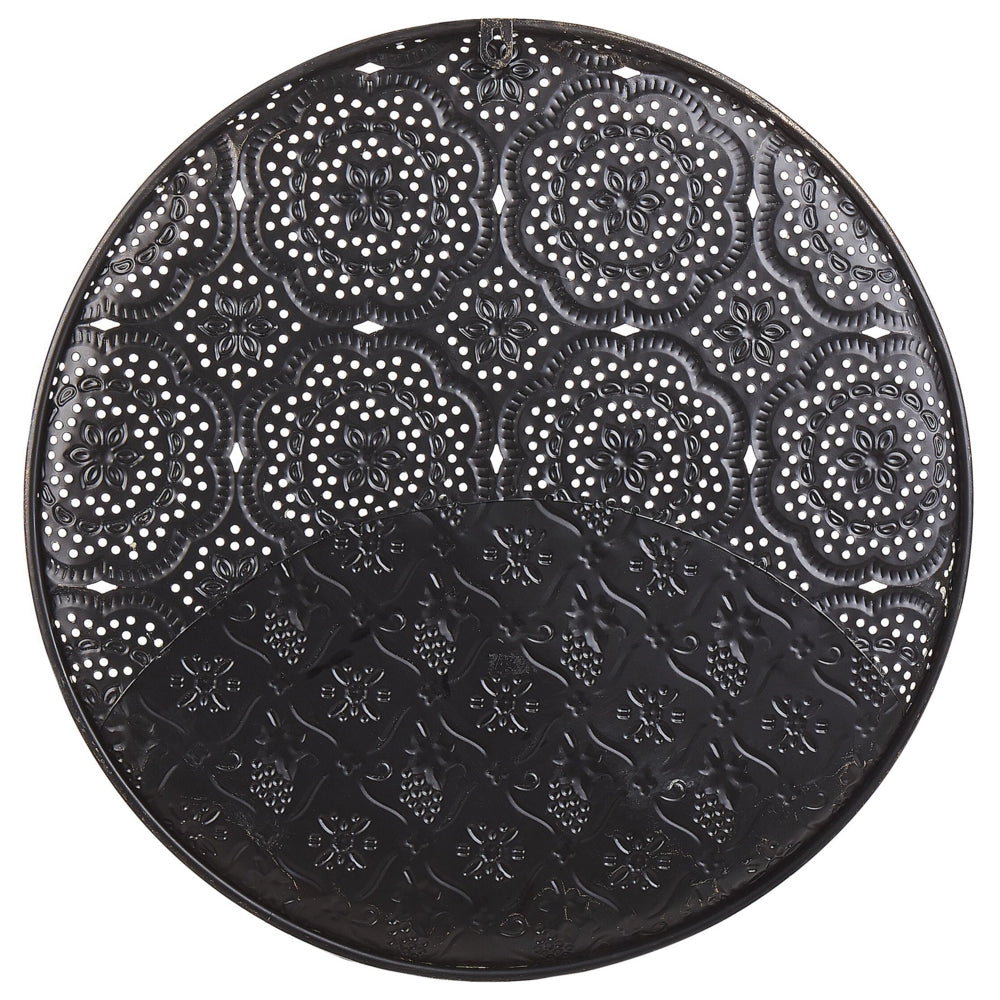 Vassoio decorativo in metallo dorato traforato rotondo 49 cm retrò glamour