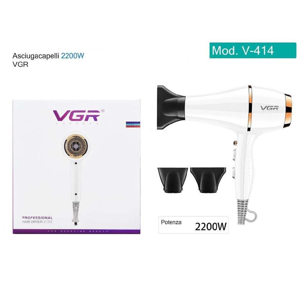 Trade Shop - Asciugacapelli Phon Professionale Ionico 2200 W Parrucchiere Barbiere Vgr V-414 -