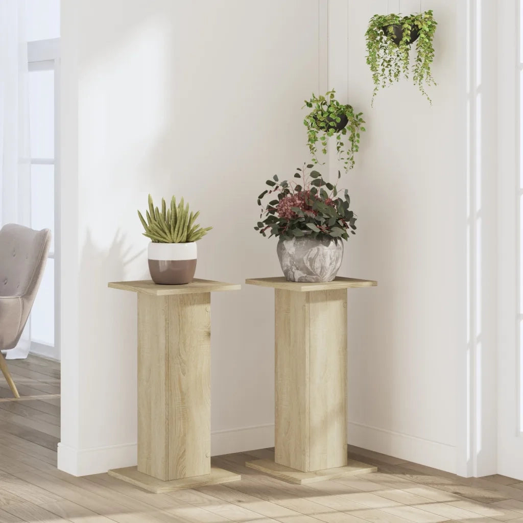 vidaXL Supporti per Piante 2 pz Rovere Sonoma 30x30x60cm in Truciolato