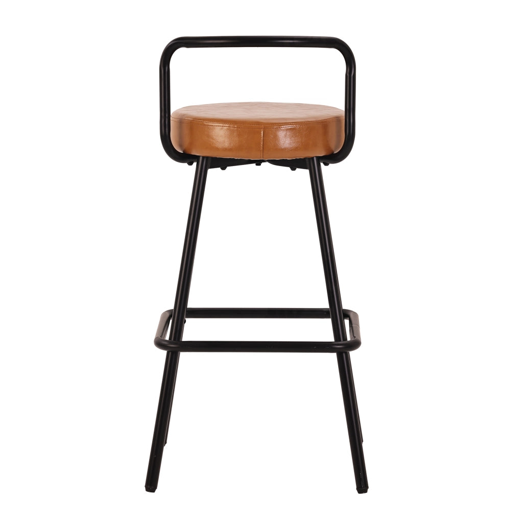 Sgabello da bar con schienale ergonomico, seduta imbottita in PU idrorepellente e gambe in ferro marrone