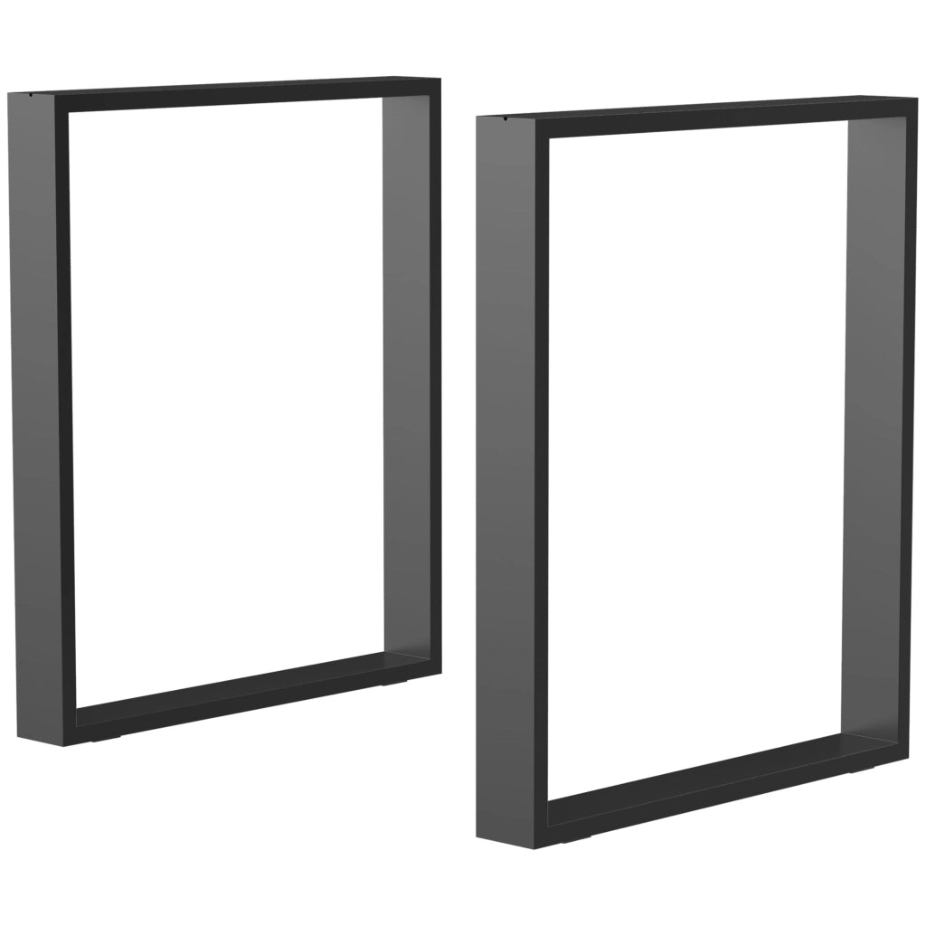 Coppia di gambe per tavolo in acciaio nero 60x72 cm, struttura robusta per tavolo da pranzo, scrivania e consolle