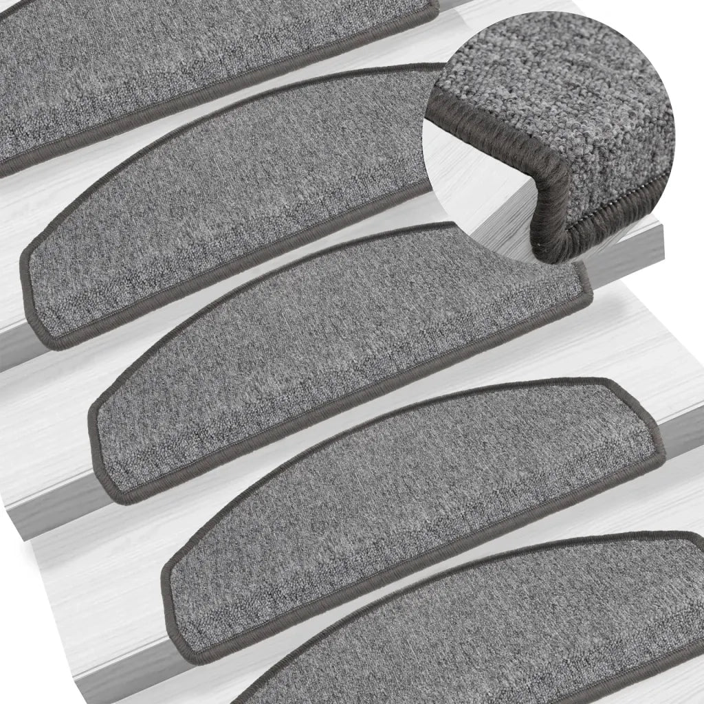 Tappetini per scale 15 pz 65x24x4 cm Grigio scuro Semicircolari Grandi 133885