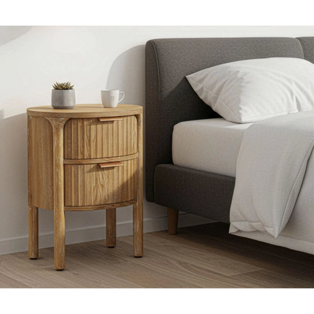 Comodino Goteborg in legno abete naturale con cassetti 38x34x52 cm