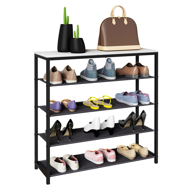 Linea Ferro Scarpiera H87 L90 P30 cm Porta Scarpe in Metallo Salvaspazio con Ripiani Stabili Colore Bianco