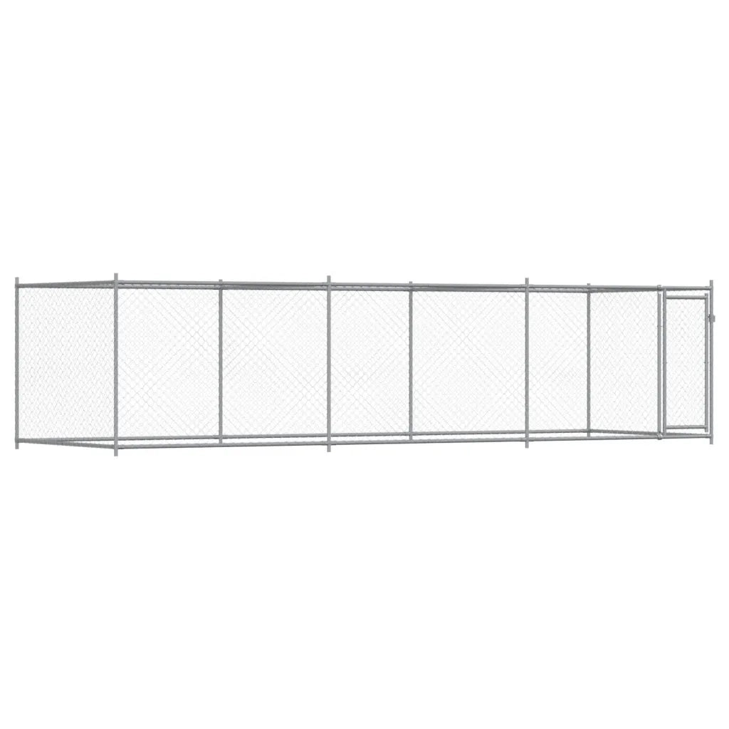 Gabbia per Cani con Porta Grigia 6x2x1,5 m in Acciaio Zincato 3209579
